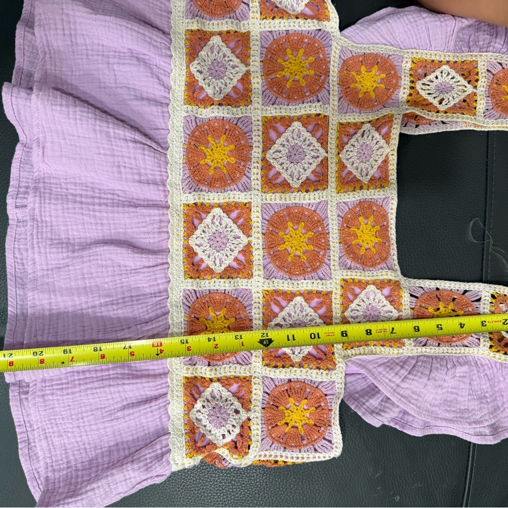 Vibrant Patchwork Crochet Blouse - image 8